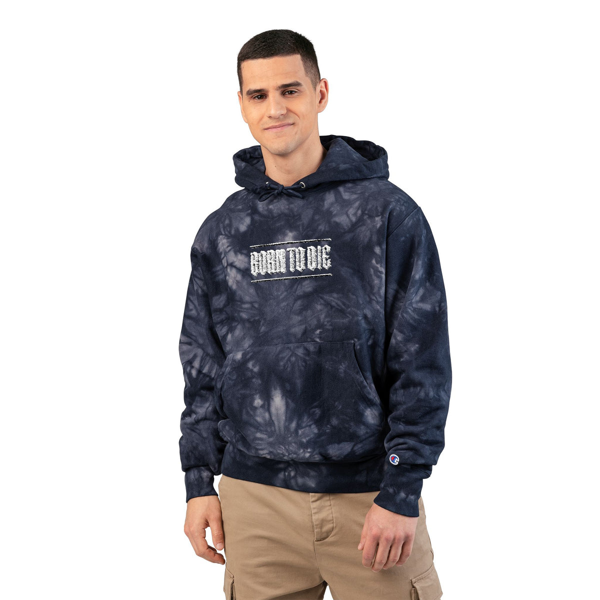 Felpa con cappuccio Don Diablo Logo | Nera ricamata tie-dye