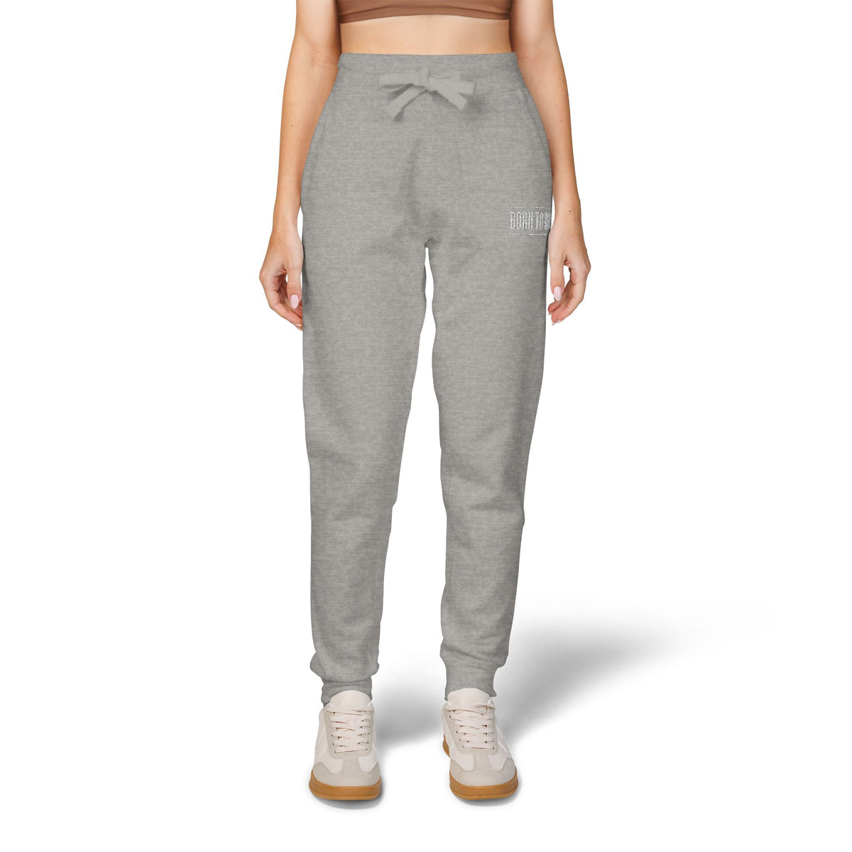 Pantaloni da jogging con logo floreale bianco a script | Pantaloni della tuta ricamati