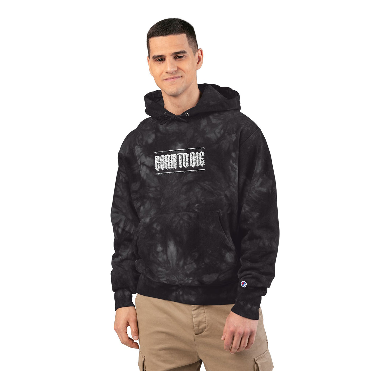 Felpa con cappuccio Don Diablo Logo | Nera ricamata tie-dye