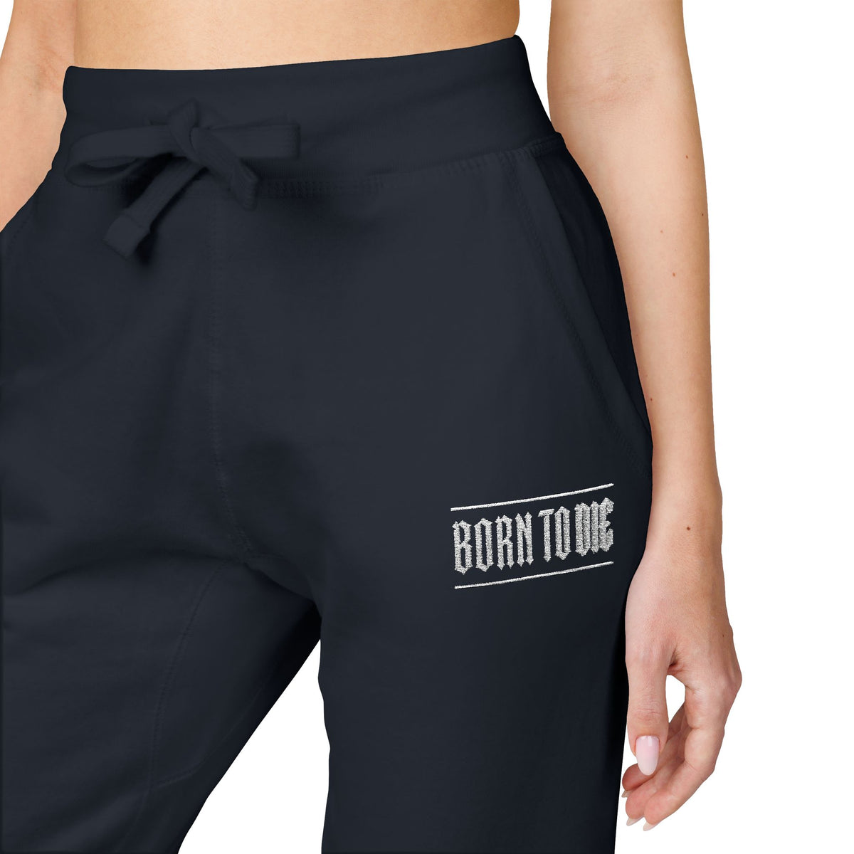 Pantaloni da jogging con logo floreale bianco a script | Pantaloni della tuta ricamati