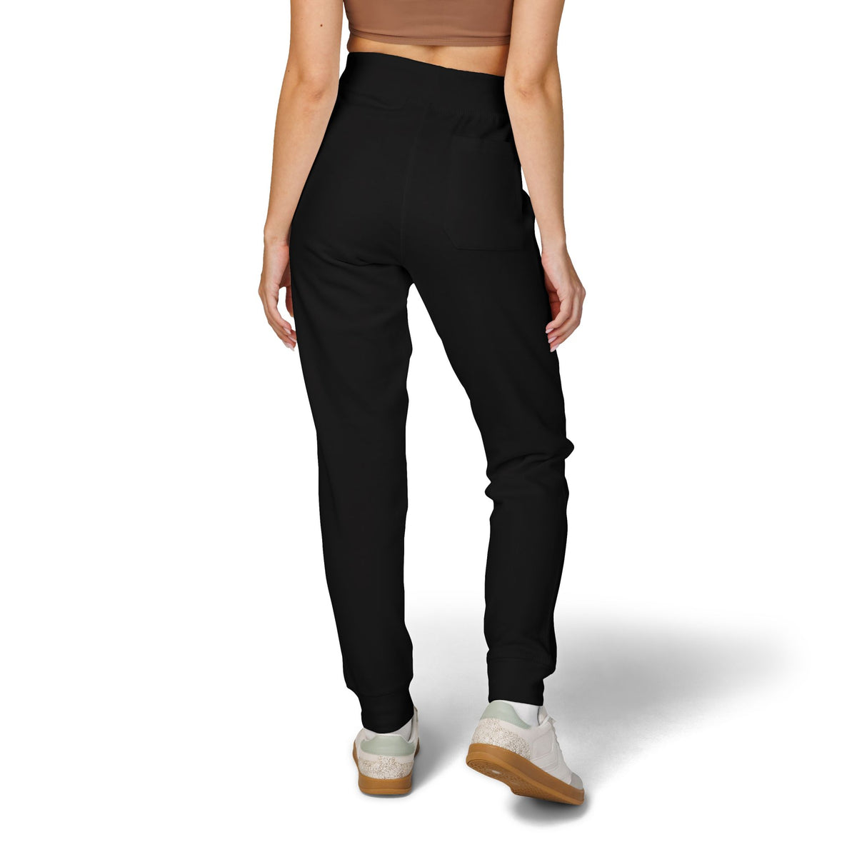 Pantaloni da jogging con logo floreale bianco a script | Pantaloni della tuta ricamati
