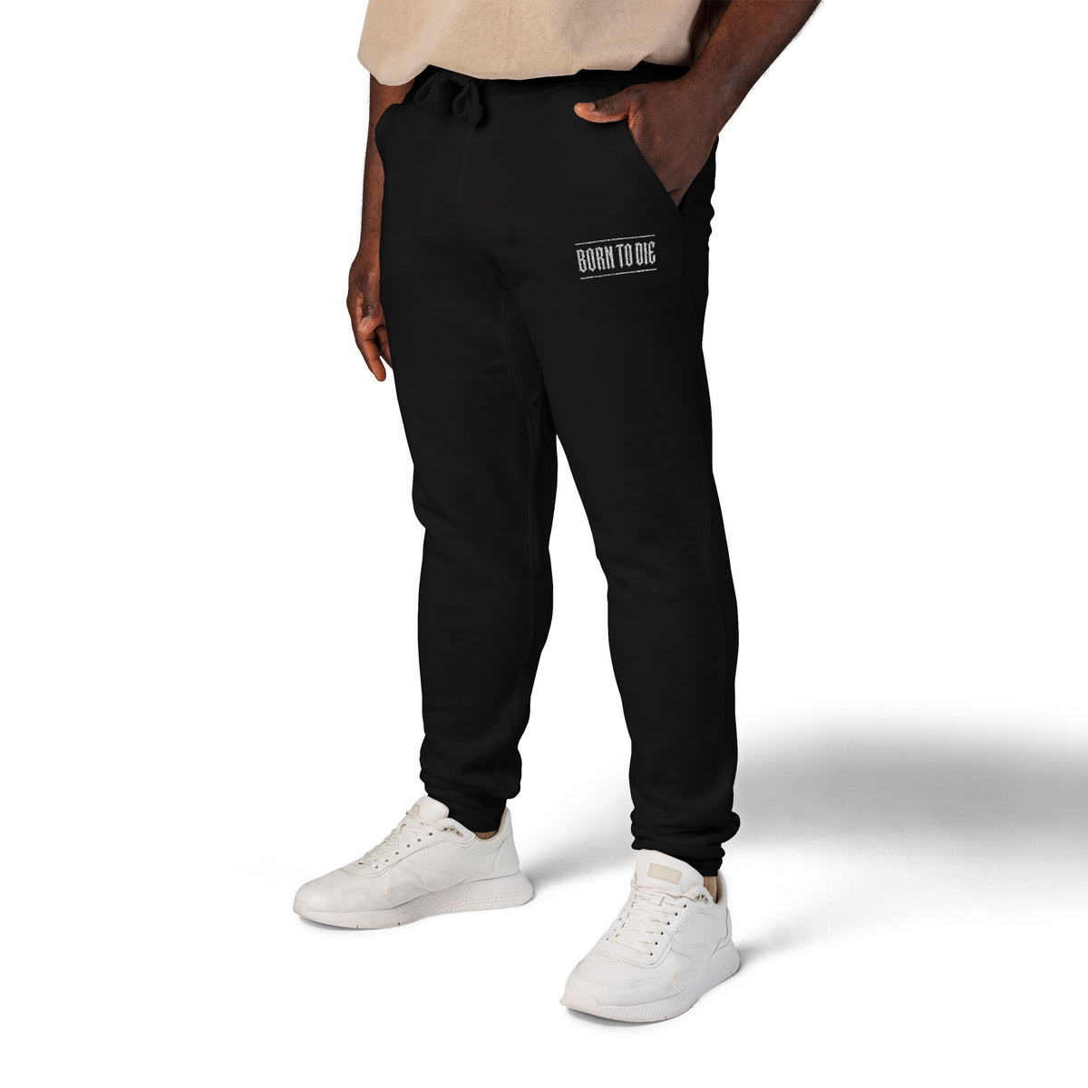 Pantaloni da jogging con logo floreale bianco a script | Pantaloni della tuta ricamati