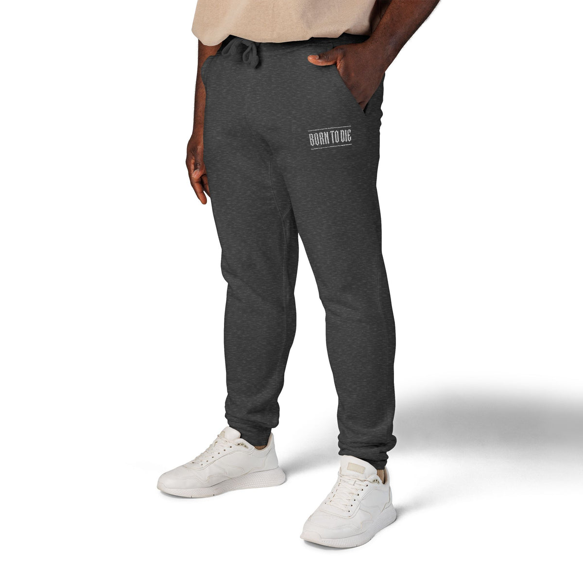 Pantaloni da jogging con logo floreale bianco a script | Pantaloni della tuta ricamati