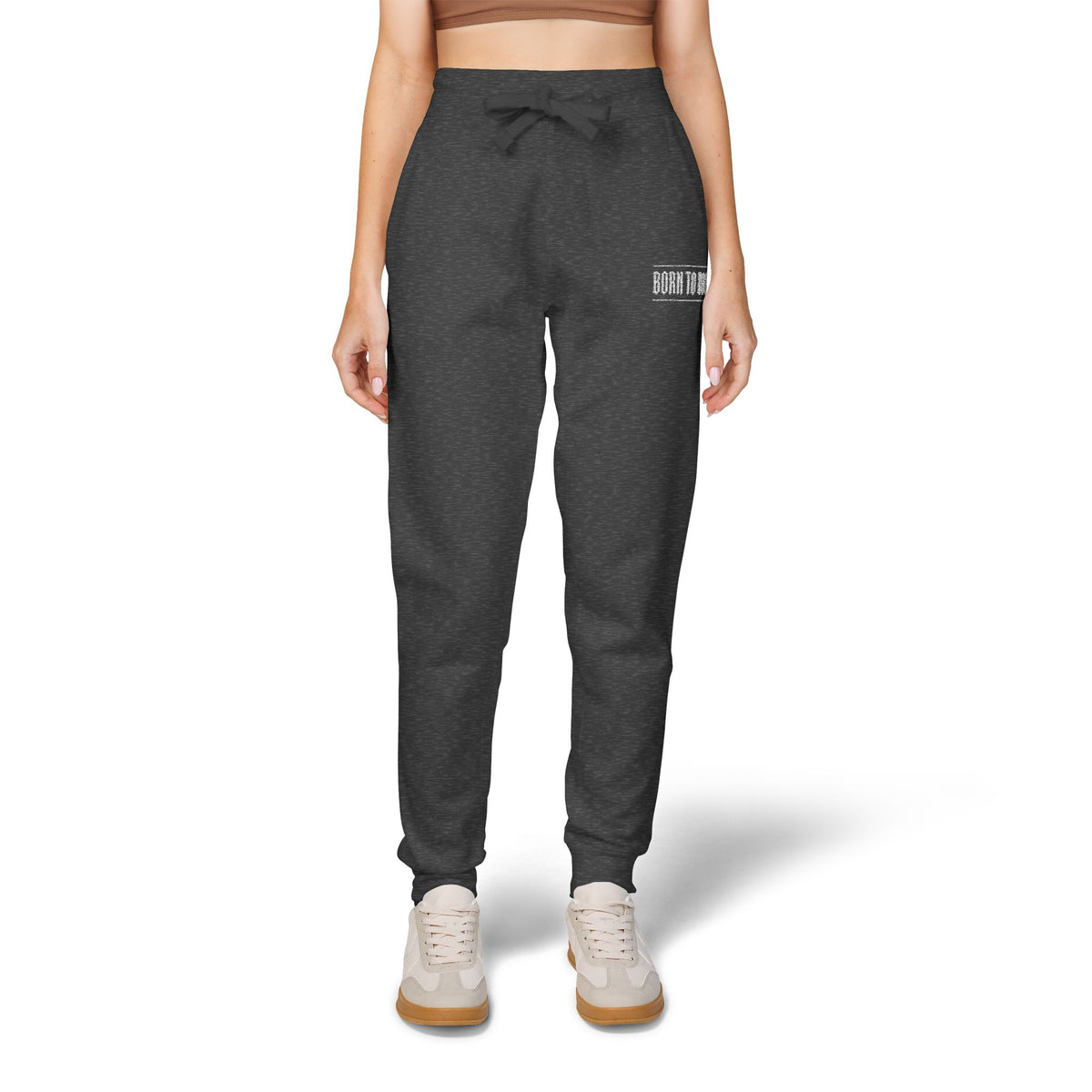 Pantaloni da jogging con logo floreale bianco a script | Pantaloni della tuta ricamati