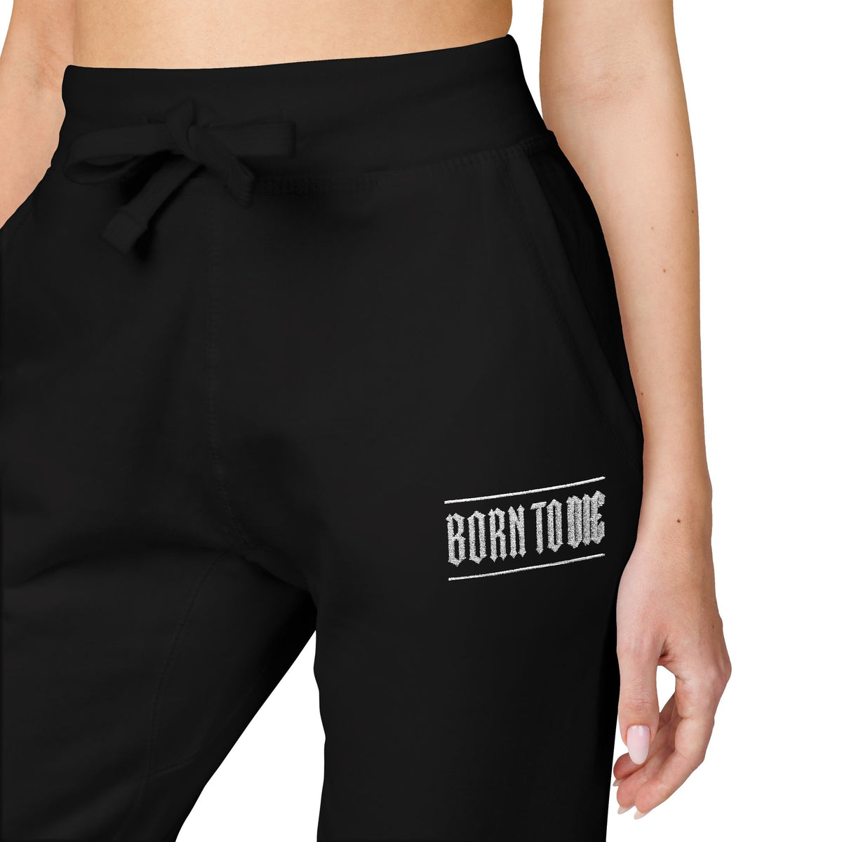 Pantaloni da jogging con logo floreale bianco a script | Pantaloni della tuta ricamati