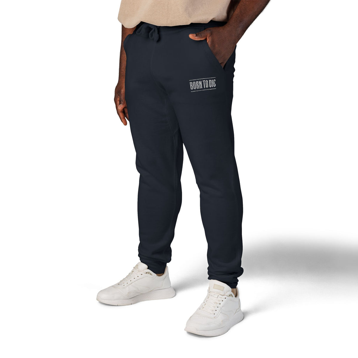 Pantaloni da jogging con logo floreale bianco a script | Pantaloni della tuta ricamati