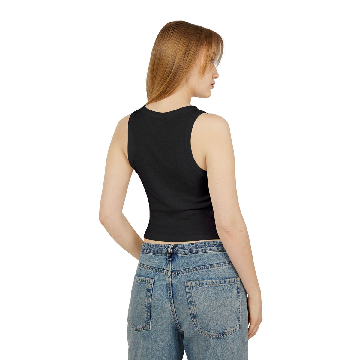 Top a canotta "Born to Die" grafico Racer | Testo gotico vintage, crop a coste bianco