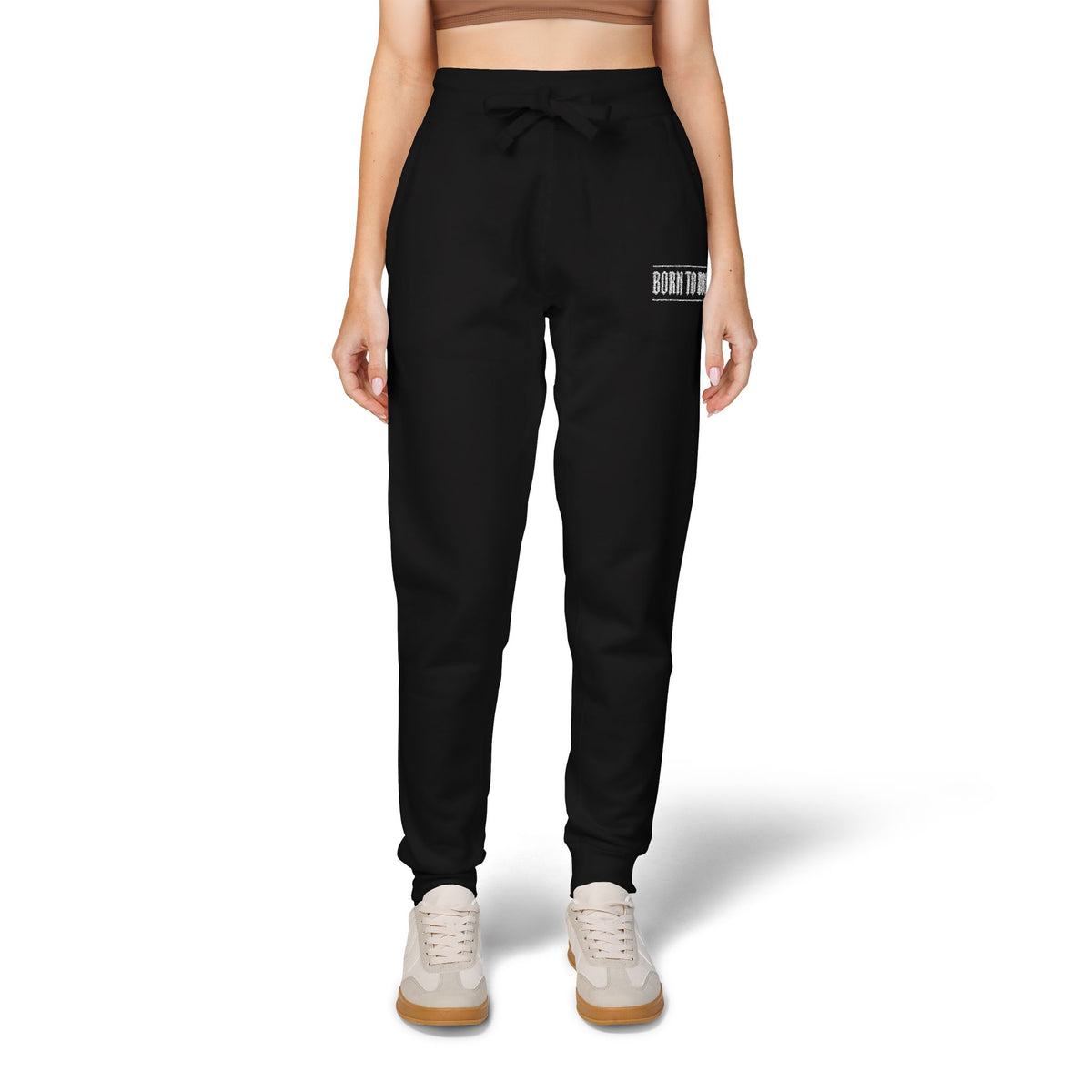 Pantaloni da jogging con logo floreale bianco a script | Pantaloni della tuta ricamati
