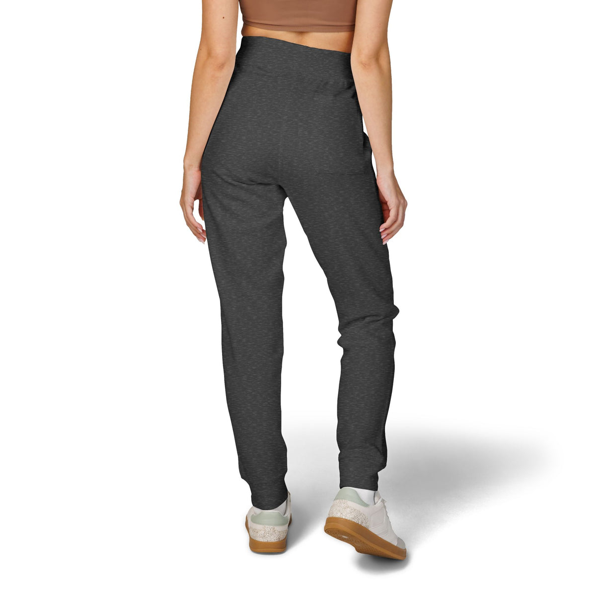 Pantaloni da jogging con logo floreale bianco a script | Pantaloni della tuta ricamati