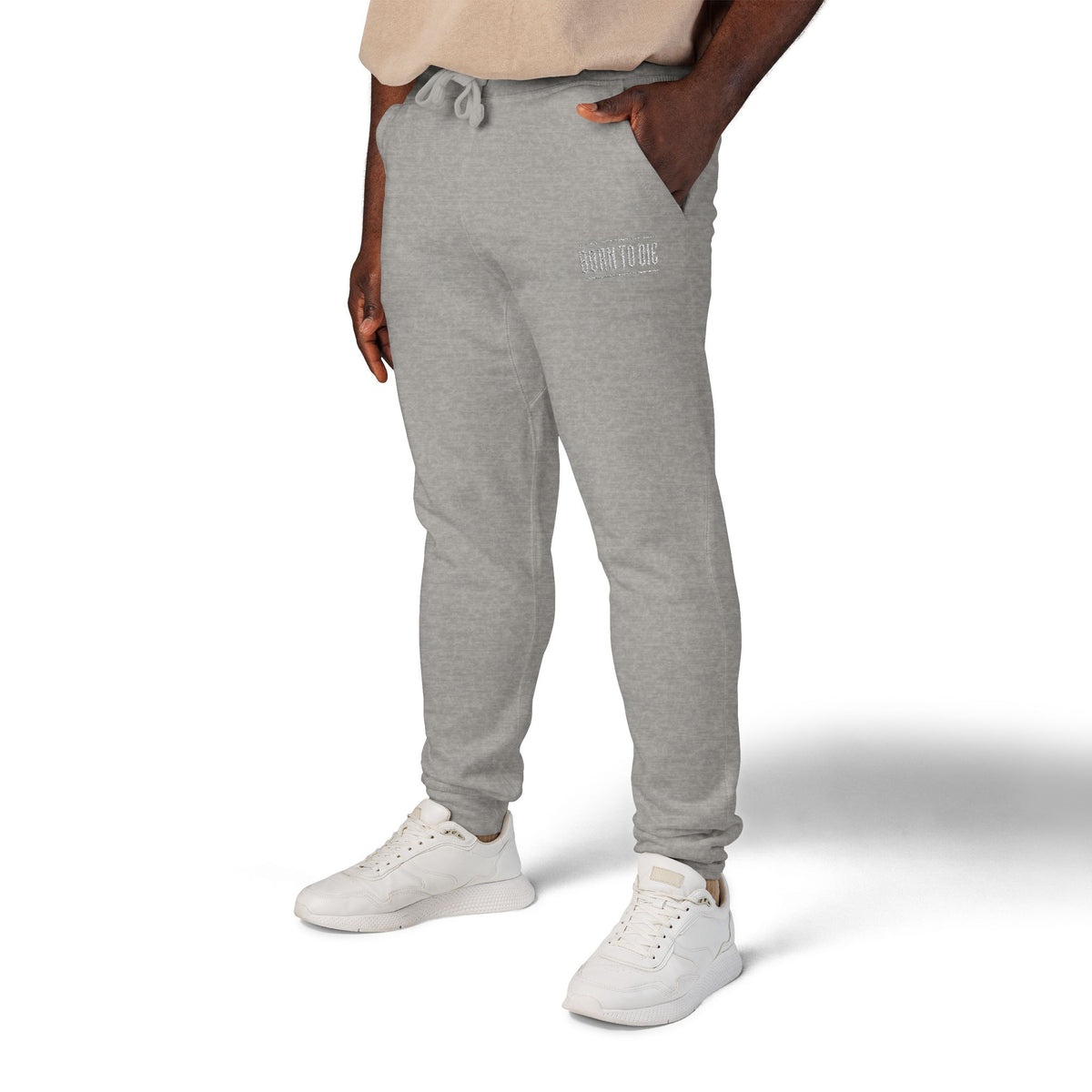 Pantaloni da jogging con logo floreale bianco a script | Pantaloni della tuta ricamati