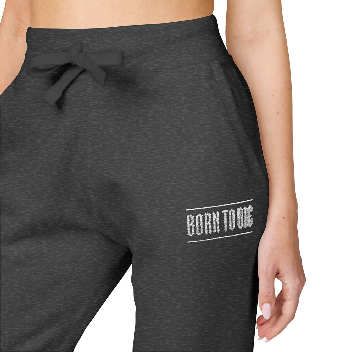 Pantaloni da jogging con logo floreale bianco a script | Pantaloni della tuta ricamati