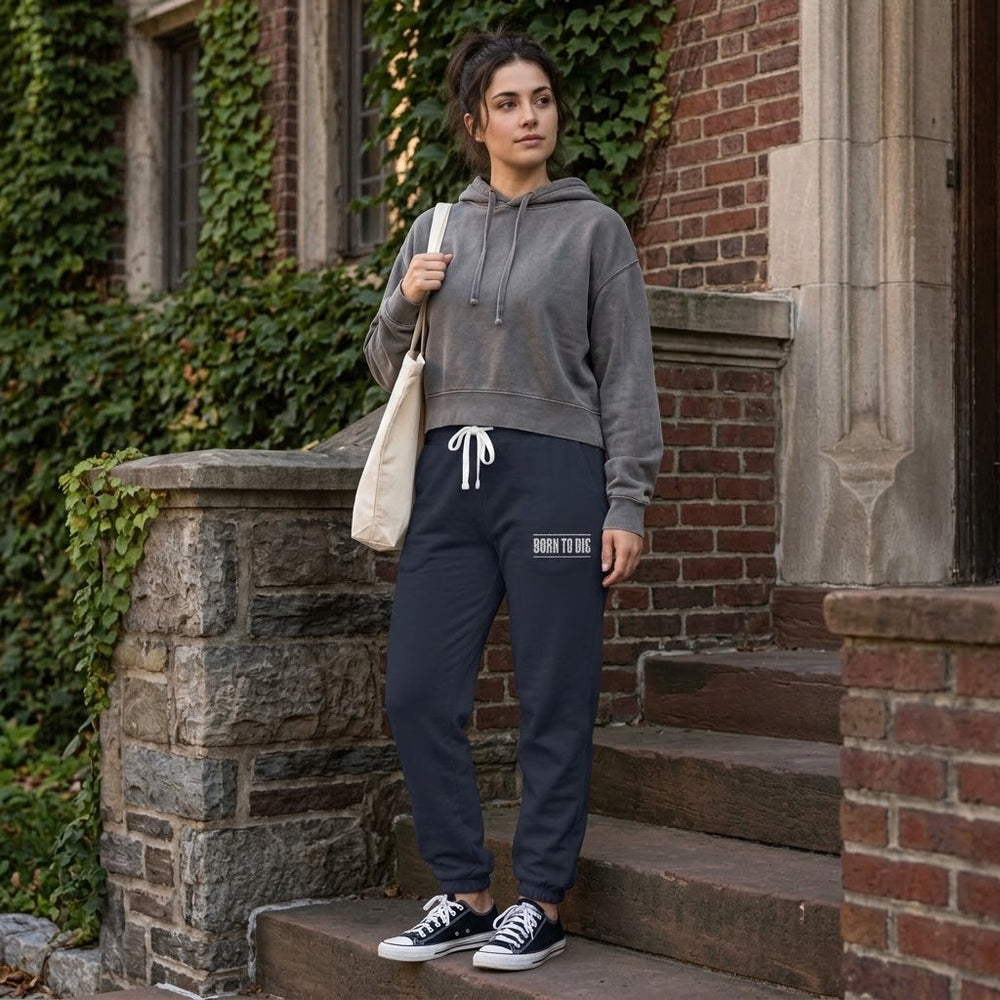 White Script Floral Logo sweatpants | Embroidered Joggers